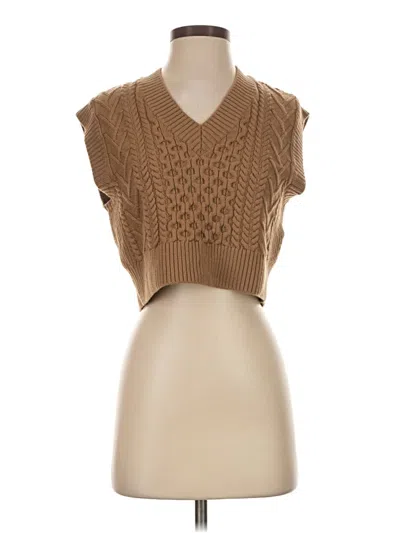 Pre-owned Babaton Short Sleeve Top Brown Cowl Neck Tops
