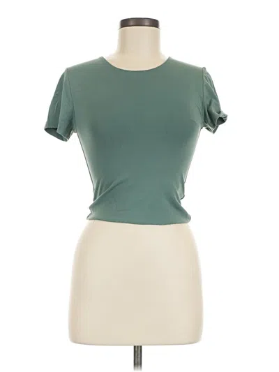 Pre-owned Babaton Short Sleeve Top Green Keyhole Neckline Tops