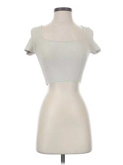 Pre-owned Babaton Short Sleeve Top Ivory Strapless Neckline Tops