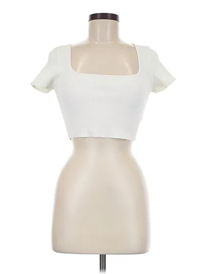 Pre-owned Babaton Short Sleeve Top Ivory Sweetheart Neckline Tops