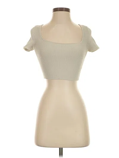 Pre-owned Babaton Short Sleeve Top Ivory Sweetheart Neckline Tops