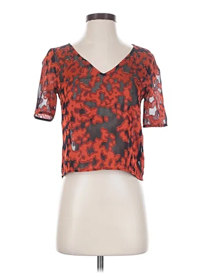 Pre-owned Babaton Short Sleeve Top Orange Sweetheart Neckline Tops