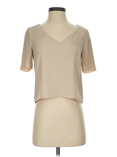 Pre-owned Babaton Short Sleeve Top Tan V-neck Tops