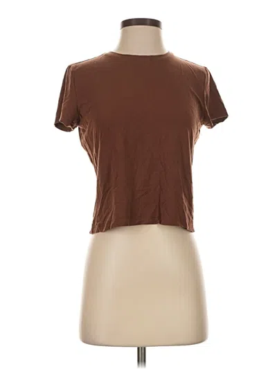 Pre-owned Babaton Short Sleeve T-shirt In Brown