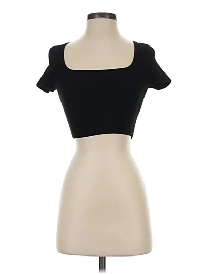 Pre-owned Babaton Short Sleeve Turtleneck In Black