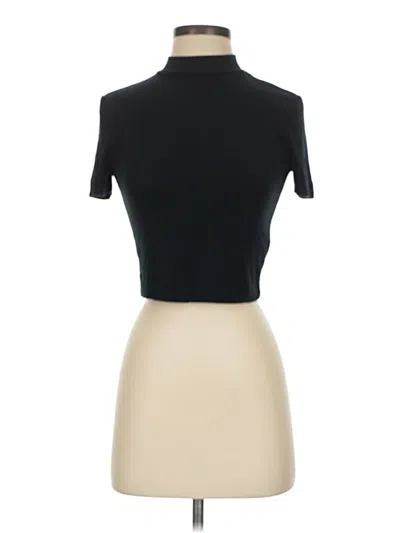 Pre-owned Babaton Short Sleeve Turtleneck In Black