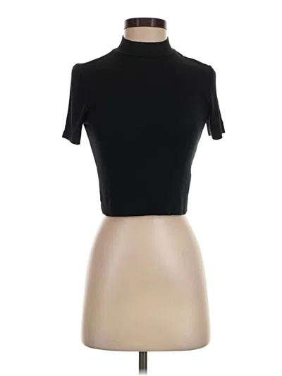 Pre-owned Babaton Short Sleeve Turtleneck In Black