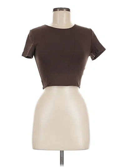 Pre-owned Babaton Short Sleeve Turtleneck In Brown