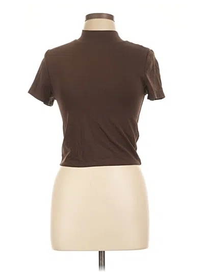Pre-owned Babaton Short Sleeve Turtleneck In Brown