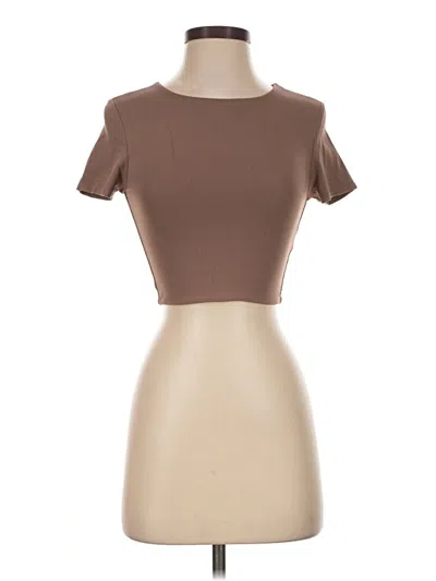 Pre-owned Babaton Short Sleeve Turtleneck In Brown