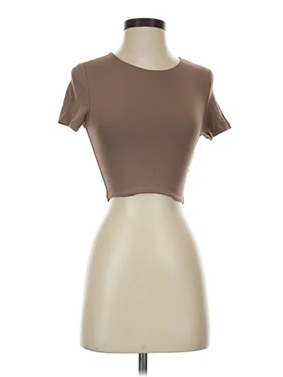 Pre-owned Babaton Short Sleeve Turtleneck In Brown