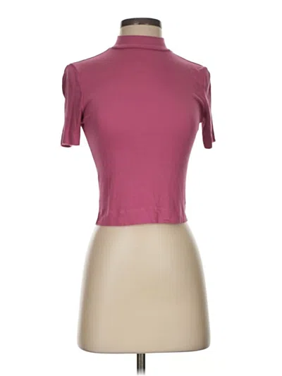 Pre-owned Babaton Short Sleeve Turtleneck In Burgundy