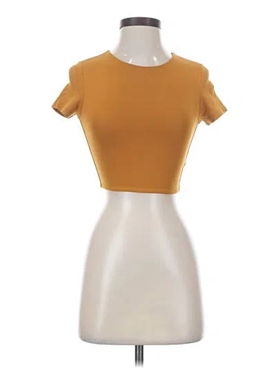 Pre-owned Babaton Short Sleeve Turtleneck In Gold