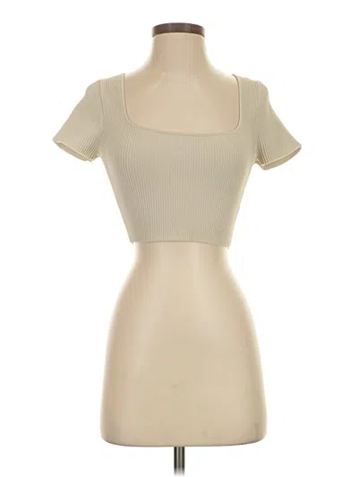 Pre-owned Babaton Short Sleeve Turtleneck In Ivory