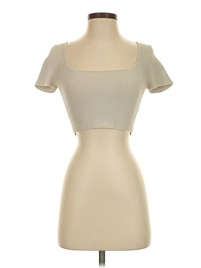 Pre-owned Babaton Short Sleeve Turtleneck In Tan