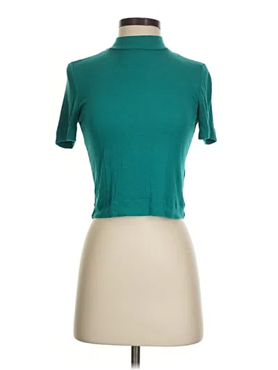 Pre-owned Babaton Short Sleeve Turtleneck In Teal