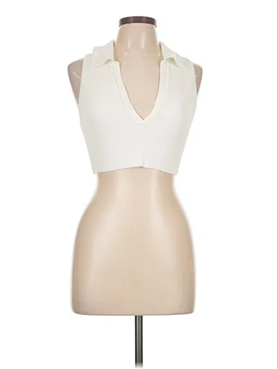 Pre-owned Babaton Sleeveless Blouse In White