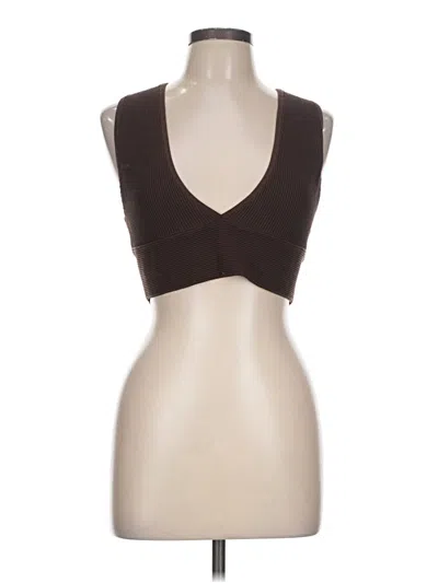 Pre-owned Babaton Sleeveless Top Brown Plunge Neckline Tops