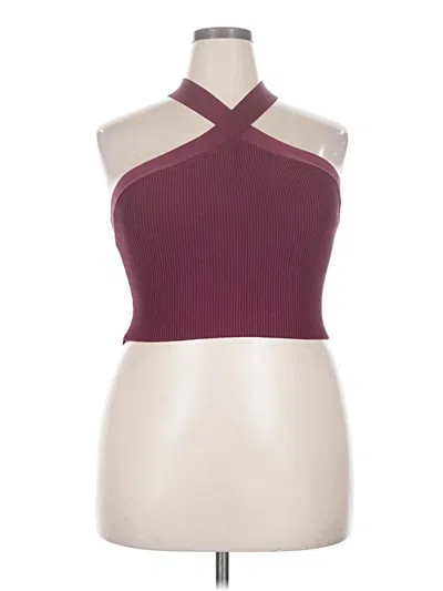 Pre-owned Babaton Sleeveless Top Burgundy Halter Neckline Tops
