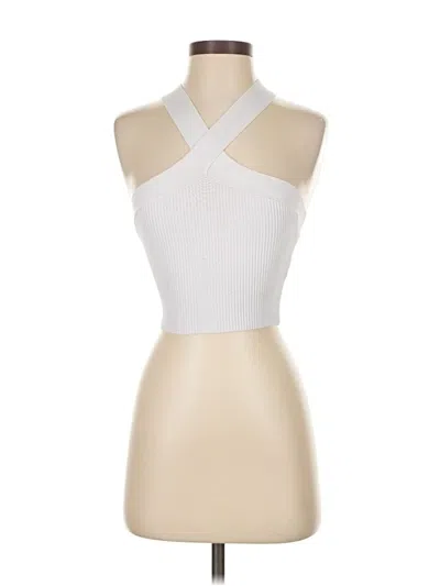 Pre-owned Babaton Sleeveless Top Ivory Halter Neckline Tops In White