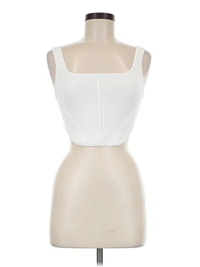 Pre-owned Babaton Sleeveless Top Ivory Solid Pattern Square Neckline Tops