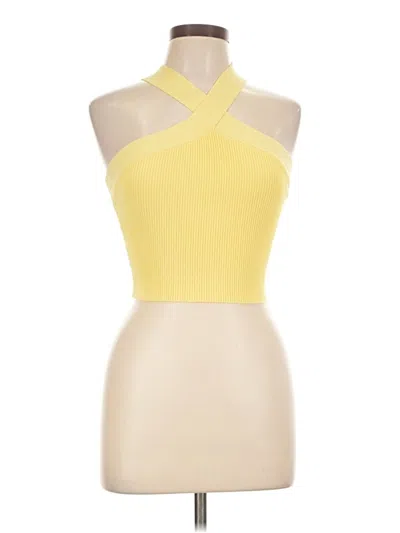 Pre-owned Babaton Sleeveless Top Yellow Halter Neckline Tops