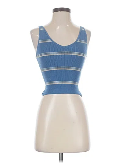 Pre-owned Babaton Tank Top Blue Strapless Neckline Tops