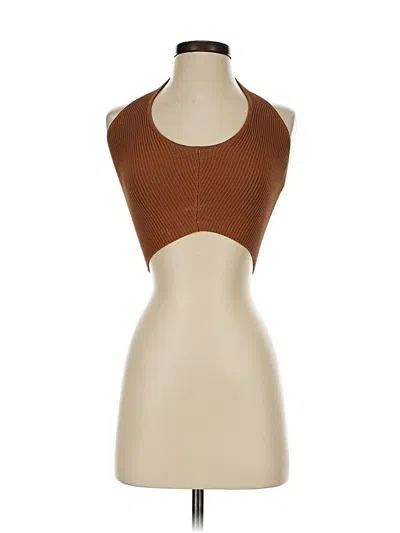 Pre-owned Babaton Tank Top Brown Halter Neckline Tops
