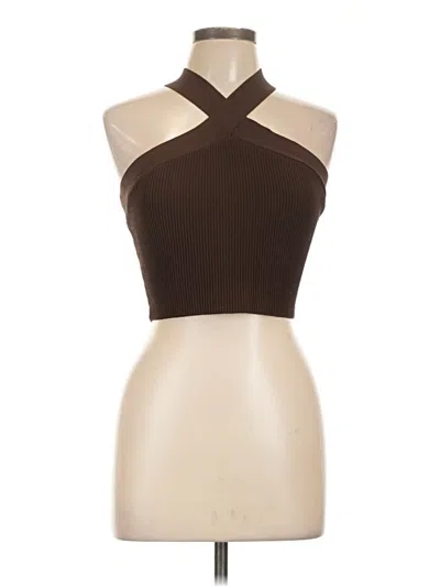 Pre-owned Babaton Tank Top Brown Halter Neckline Tops