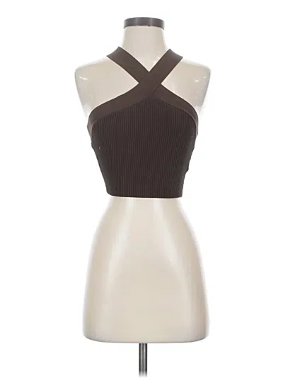 Pre-owned Babaton Tank Top Brown Halter Neckline Tops