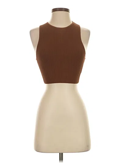 Pre-owned Babaton Tank Top Brown Halter Neckline Tops