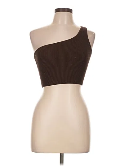 Pre-owned Babaton Tank Top Brown One Shoulder Neckline Tops