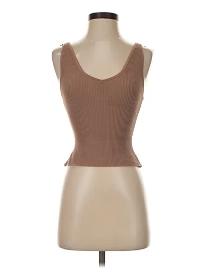 Pre-owned Babaton Tank Top Brown Strapless Neckline Tops