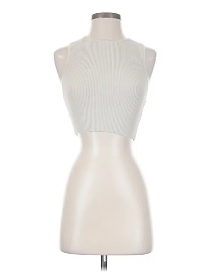 Pre-owned Babaton Tank Top Ivory Halter Neckline Tops In White