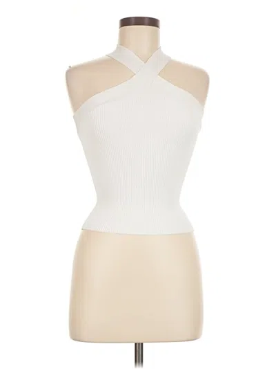 Pre-owned Babaton Tank Top Ivory Halter Neckline Tops In White