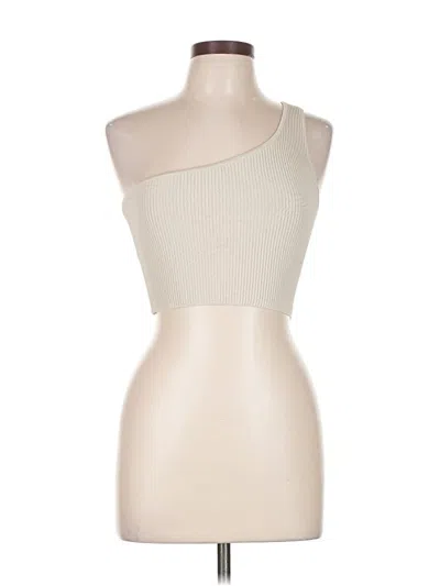 Pre-owned Babaton Tank Top Ivory One Shoulder Neckline Tops In White