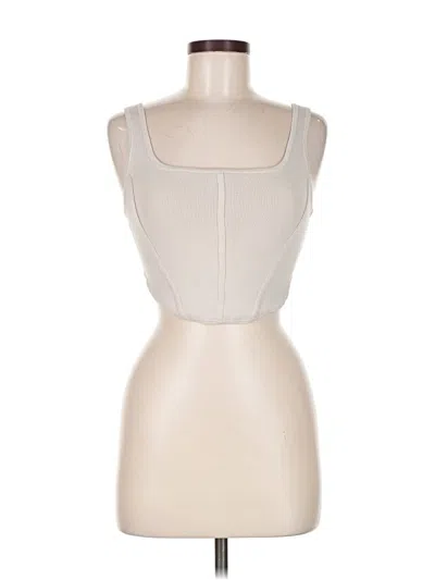 Pre-owned Babaton Tank Top Ivory Strapless Neckline Tops In White