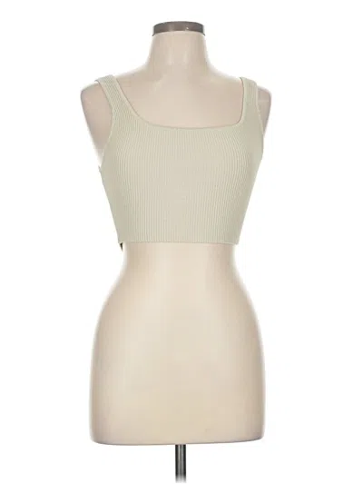 Pre-owned Babaton Tank Top Ivory Strapless Neckline Tops In White