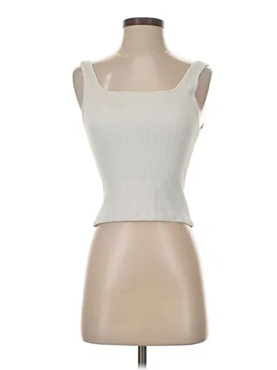 Pre-owned Babaton Tank Top Ivory Strapless Neckline Tops In White