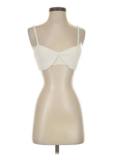 Pre-owned Babaton Tank Top Ivory Strapless Neckline Tops In White