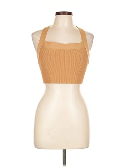 Pre-owned Babaton Tank Top Tan Halter Neckline Tops In Brown