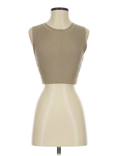 Pre-owned Babaton Tank Top Tan Halter Neckline Tops In Brown