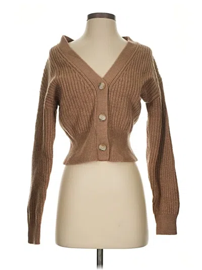 Pre-owned Babaton Wool Cardigan Sweater In Brown