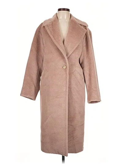 Pre-owned Babaton Wool Coat In Tan