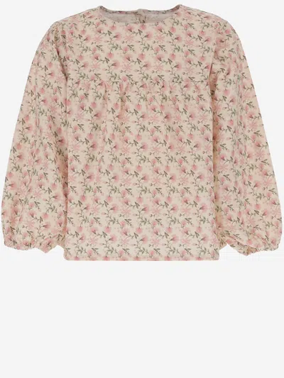 Babe &amp; Tess Kids' Cotton Dress With Floral Pattern In Red