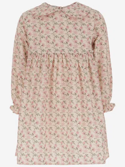 Babe &amp; Tess Kids' Cotton Dress With Floral Pattern In Red