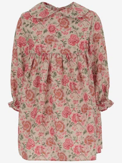 Babe &amp; Tess Kids' Cotton Dress With Floral Pattern In Red