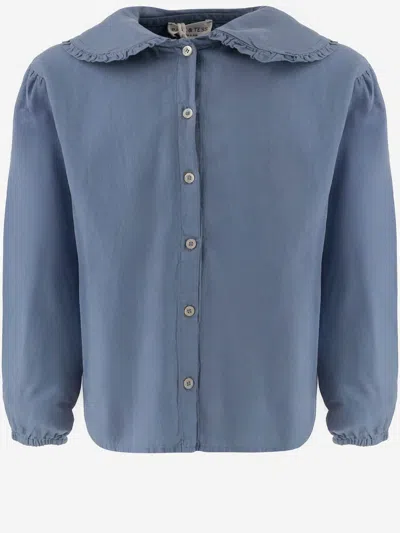 Babe &amp; Tess Kids' Cotton Shirt In Blue