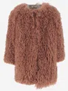 Babe &amp; Tess Funky Nylon Coat With Fur Pattern In Pink