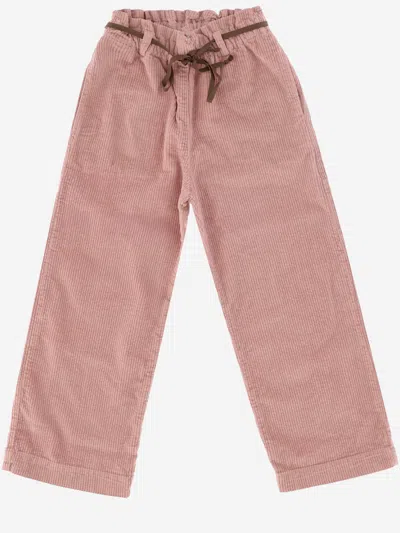 Babe &amp; Tess Kids' Stretch Cotton Velvet Pants In Pink